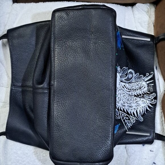 Hand Crafted Painted Black Pebble Leather Hobo Bag - Picture 16 of 17